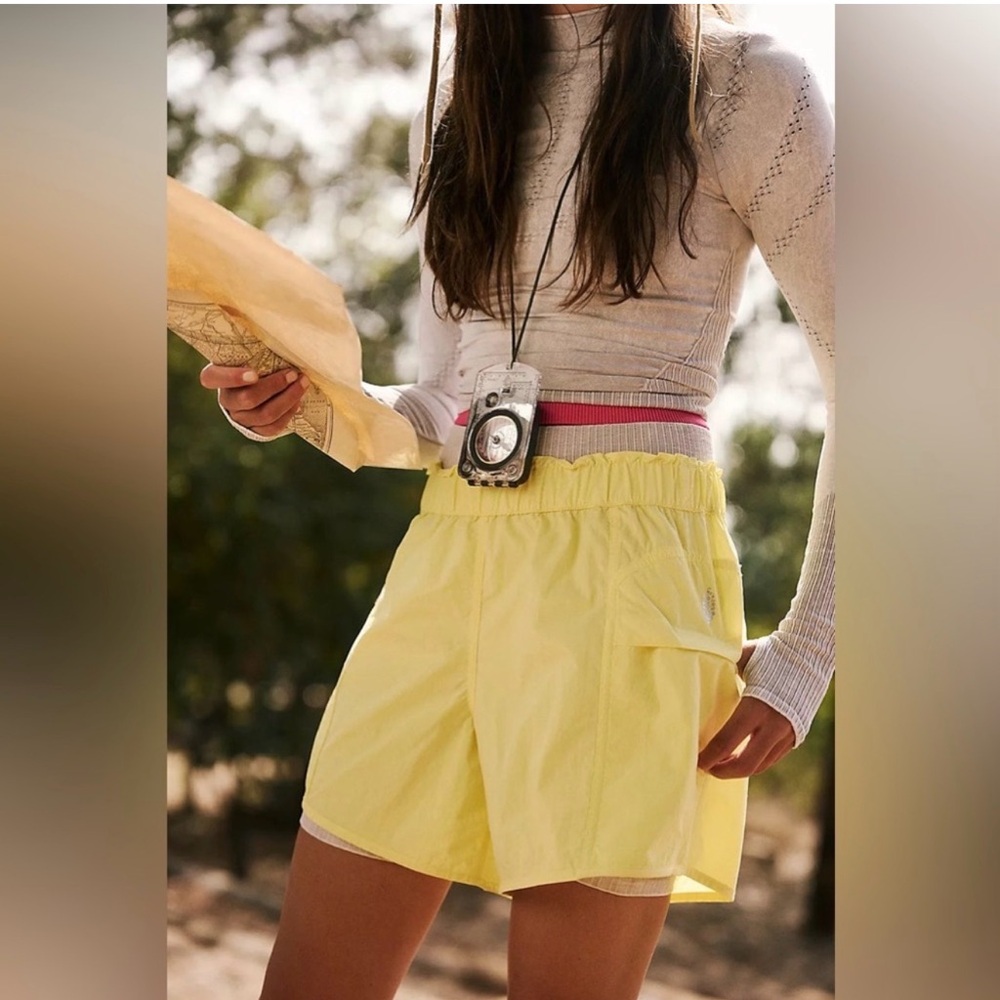 Free People Movement In the Wild Shorts in Lemon Glow, Size: S/P